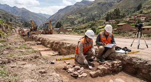 Monitoreo arqueológico durante obras viales